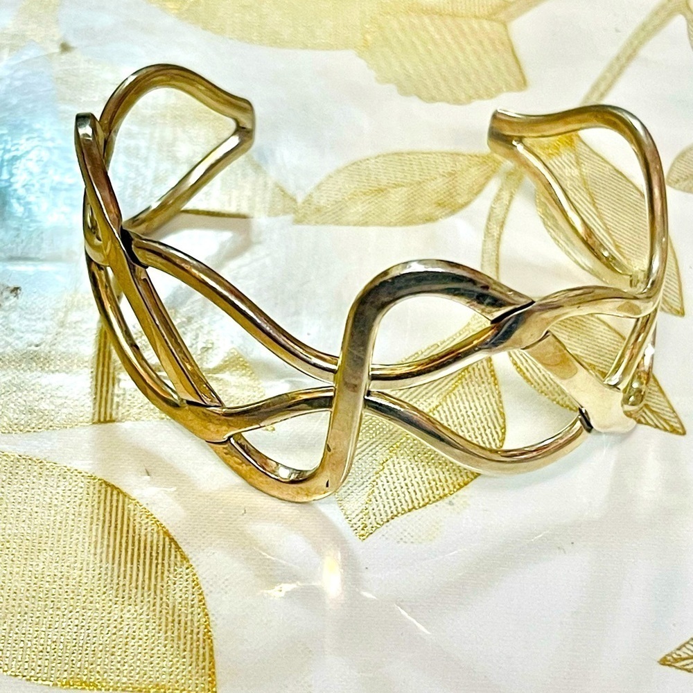 VTG Southwest Modernist Cuff Bangle Bracelet 925 Sterling Silver 25G Sz 6.25-6.5